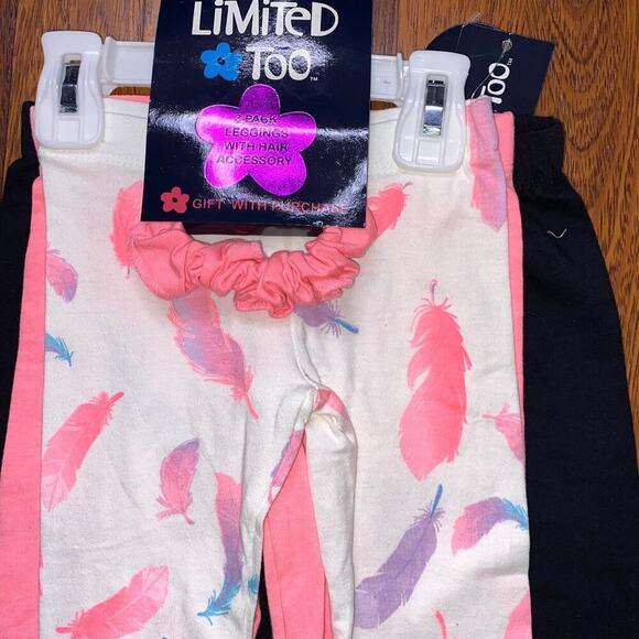 Girls NWT Limited Too 3 PK Leggings Set And Hair Scrunchie 2T - Picture 2 of 4